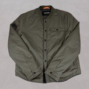 Superdry Surplus Olive Green Men's Utility Bomber Jacket with Snap Front Size L